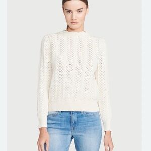 Frame Cream Pointelle Knit Petal Sweater